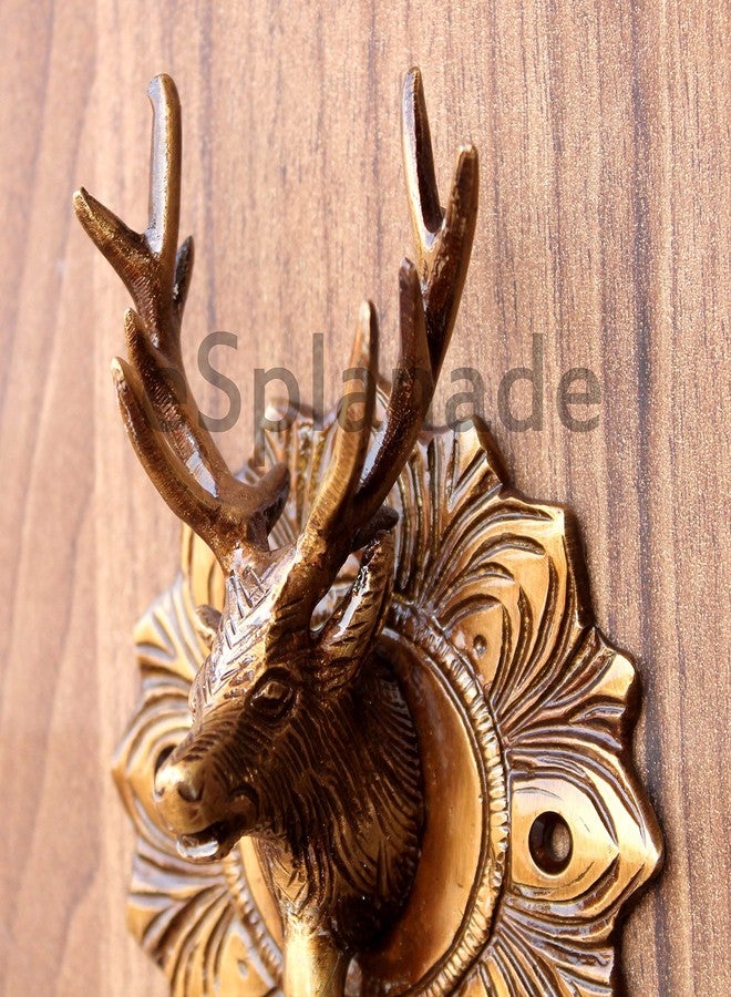 ESPLANADE Metal Brass Reindeer Face Door Knocker (6.5 Inch, Golden) - Image 2
